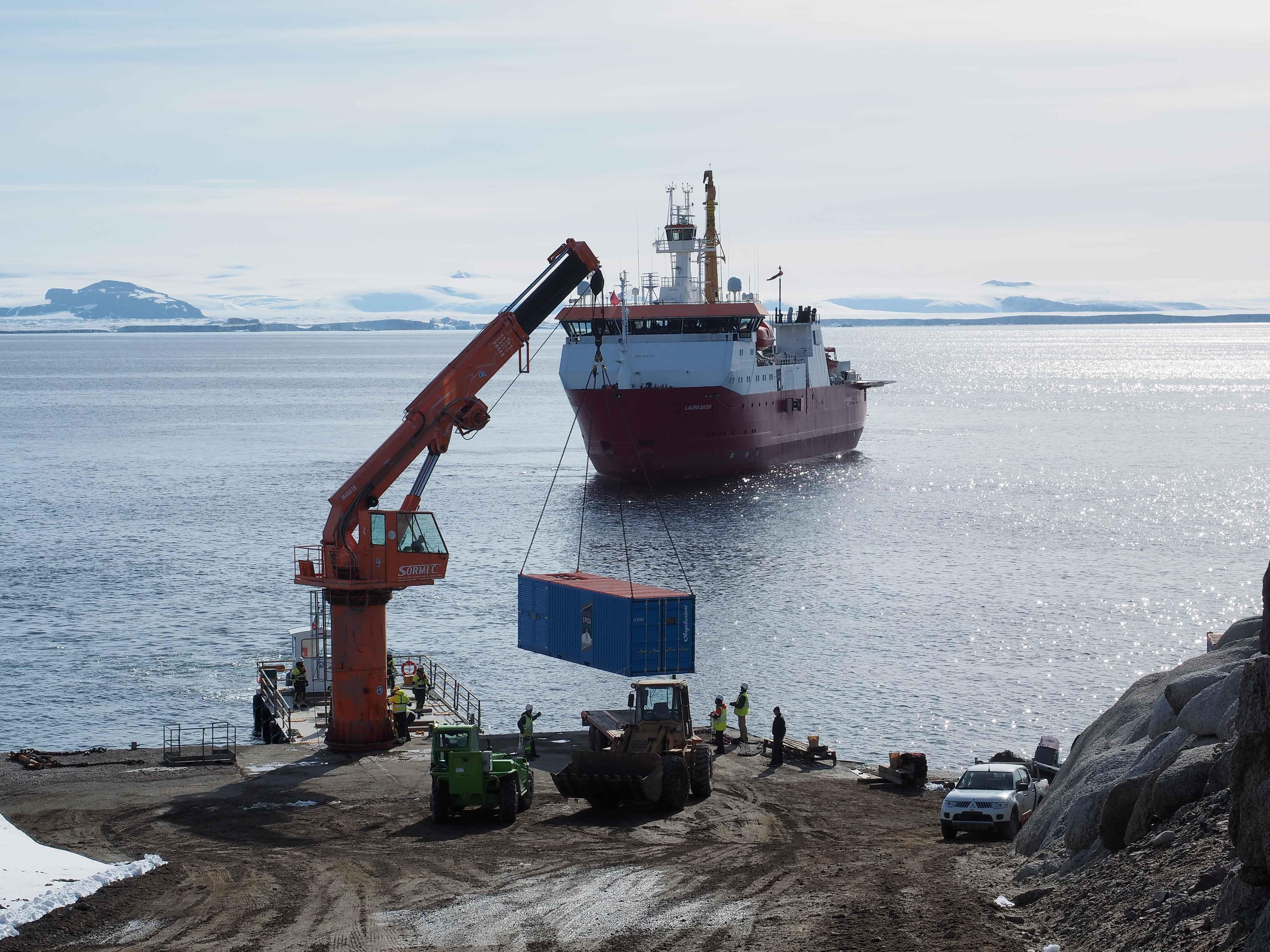 Containers Unloaded from Laura Bassi research vessel